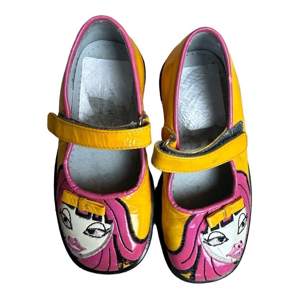 Nordstrom Yellow Pink Leather Toddler Mary Jane Shoes Girls Size 25 US 10
